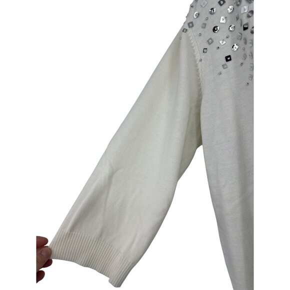 Quacker Factory Faux Twin Set Button-Up Cardigan With Rhinestones Size XL - Picture 4 of 9